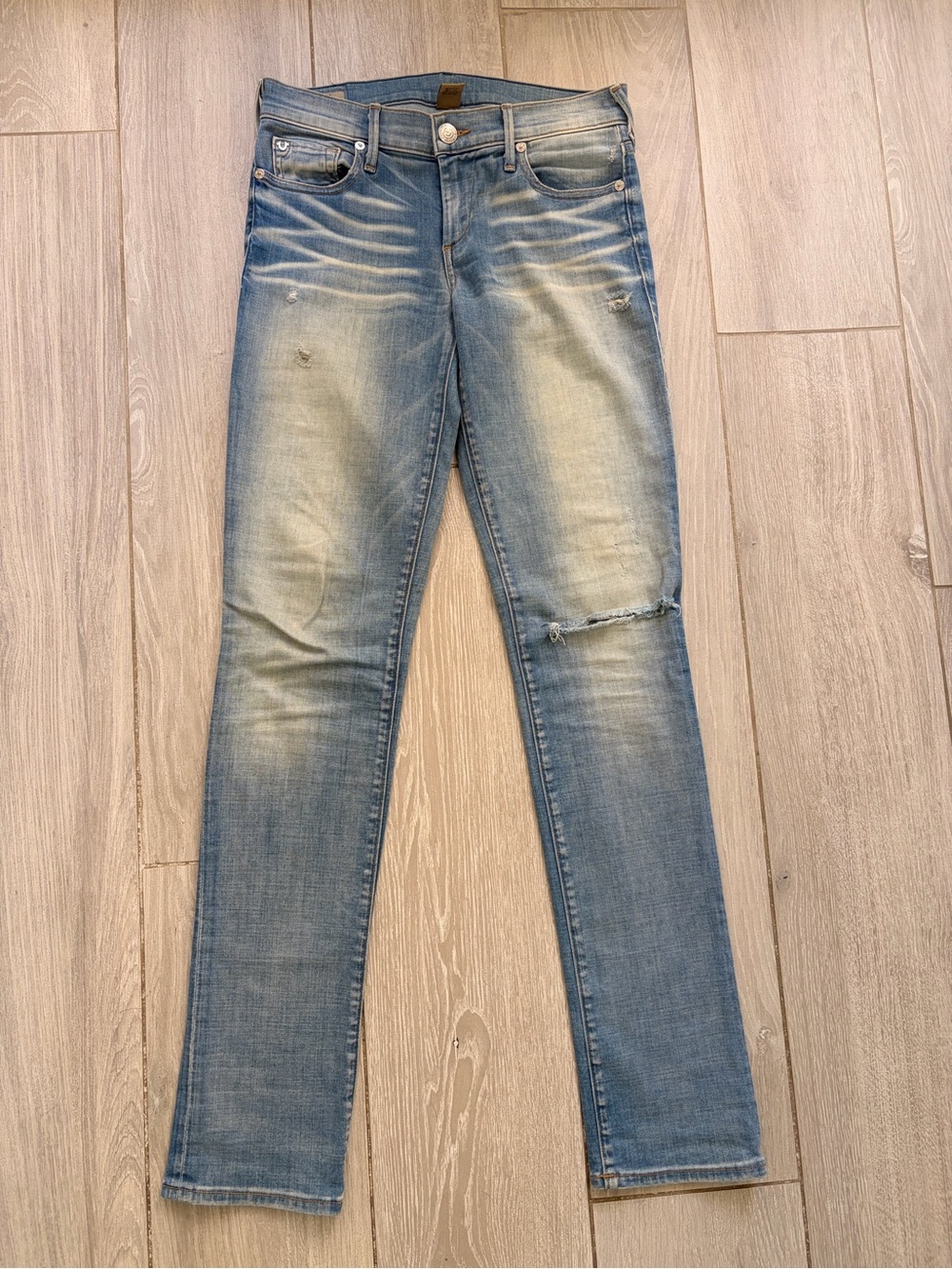 True Religion Light Blue Denim Jeans with Silver Button